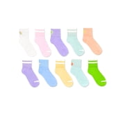 Wonder Nation, Girls Ankle Icon Socks, 10-Pack, Sizes S-L