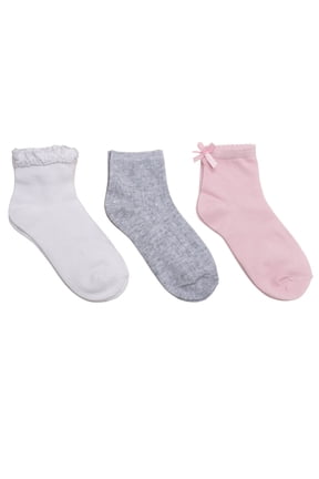 Girls' Ankle Socks, 3-Pack, Sizes S-L