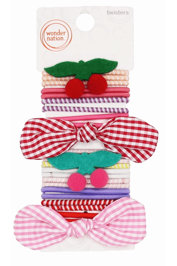 Girls Assorted Hair Elastics, 24-Piece, Multi