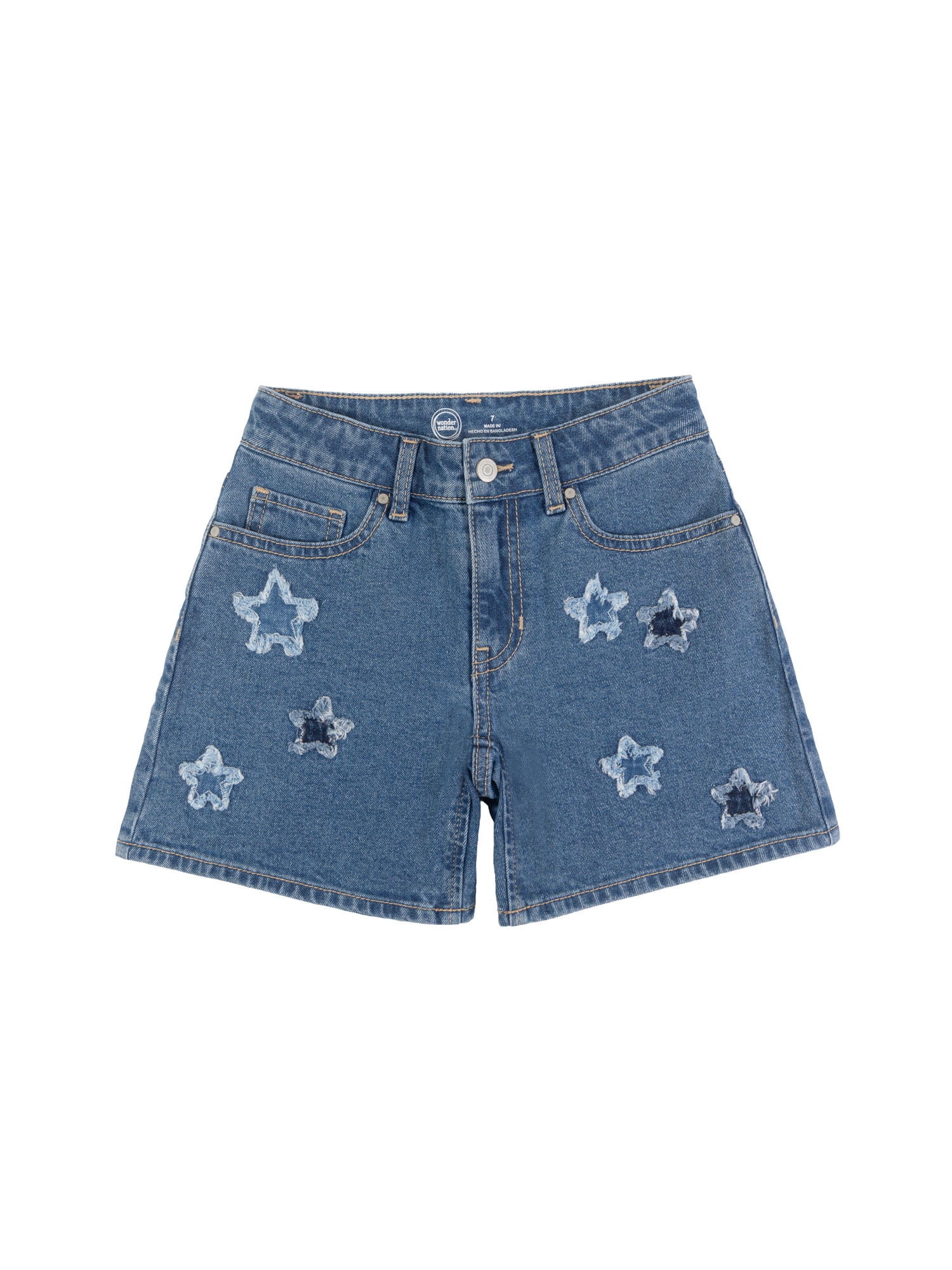 Wonder Nation Girls Baggy Denim Shorts, Size 5-18