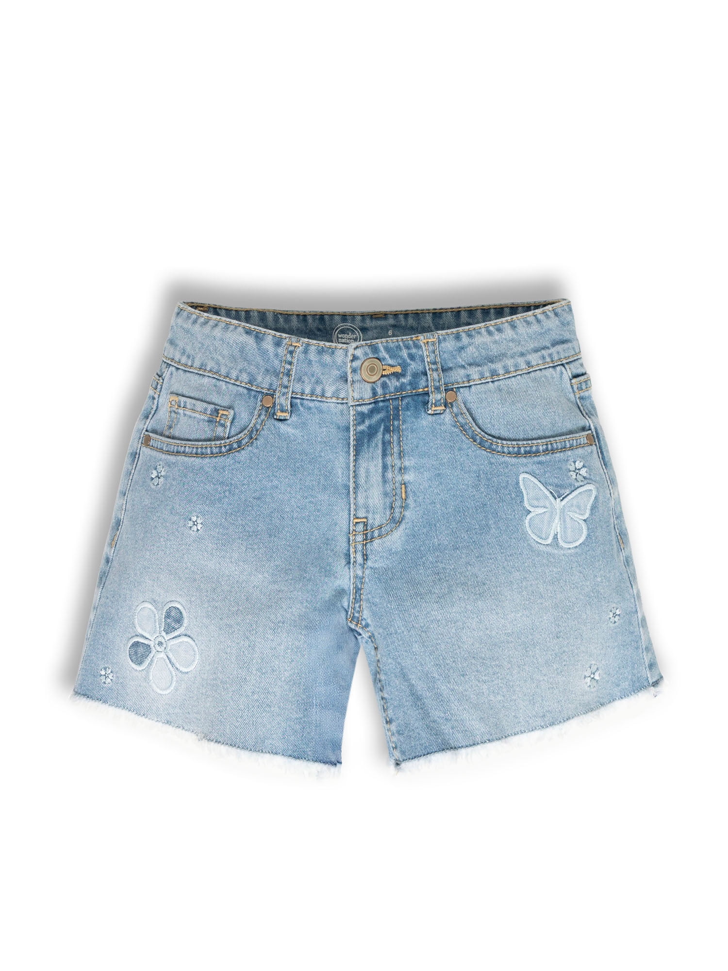Wonder Nation Girls Baggy Denim Shorts, Size 5-18