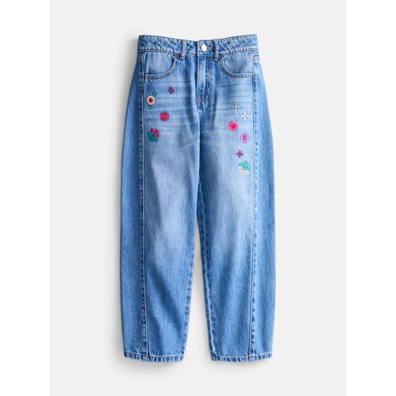 Wonder Nation Girls Baggy Mom Jeans, Sizes 5-18