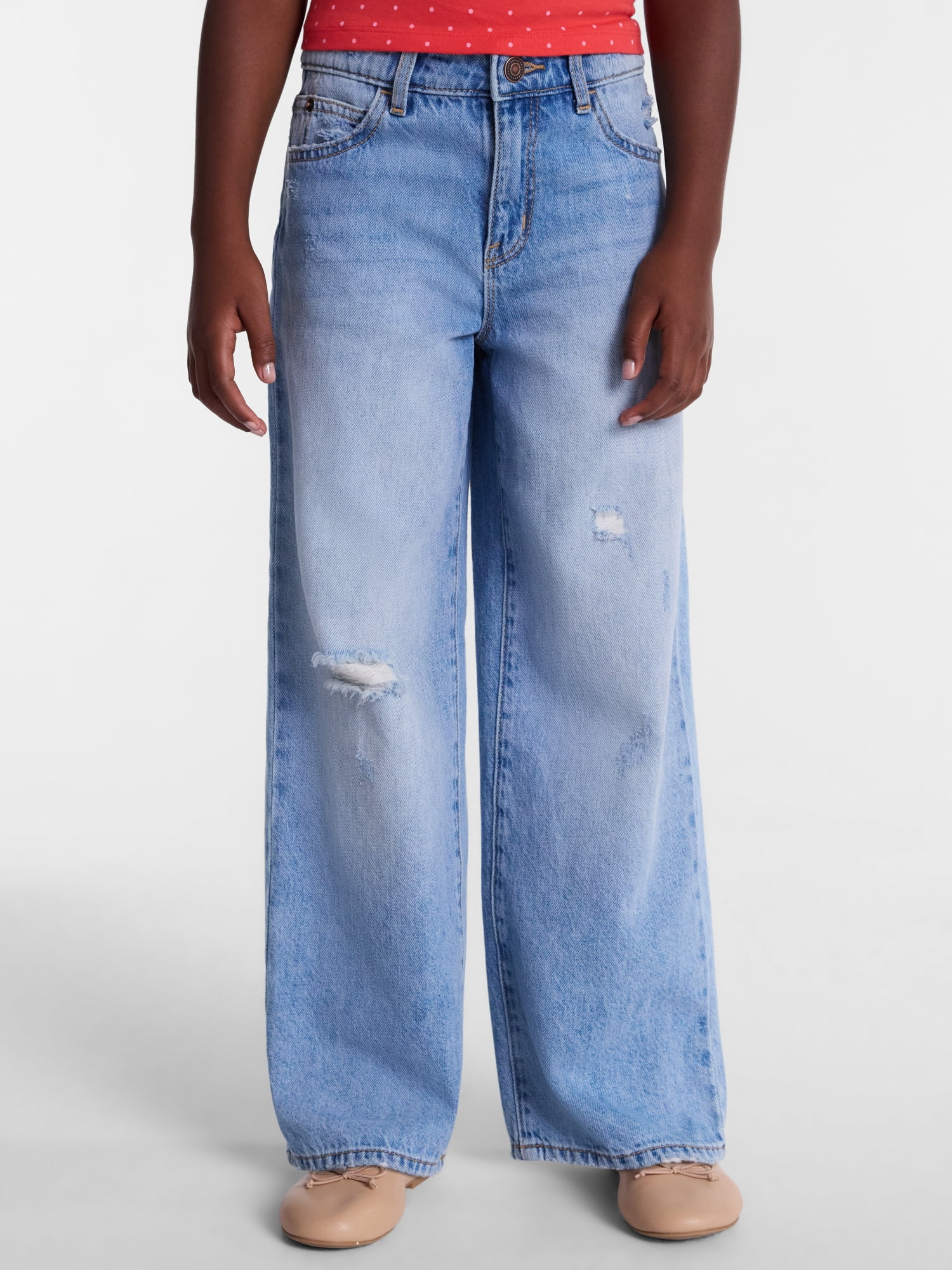 Wonder Nation Girls Baggy Wide Leg Jean, Sizes 5-18