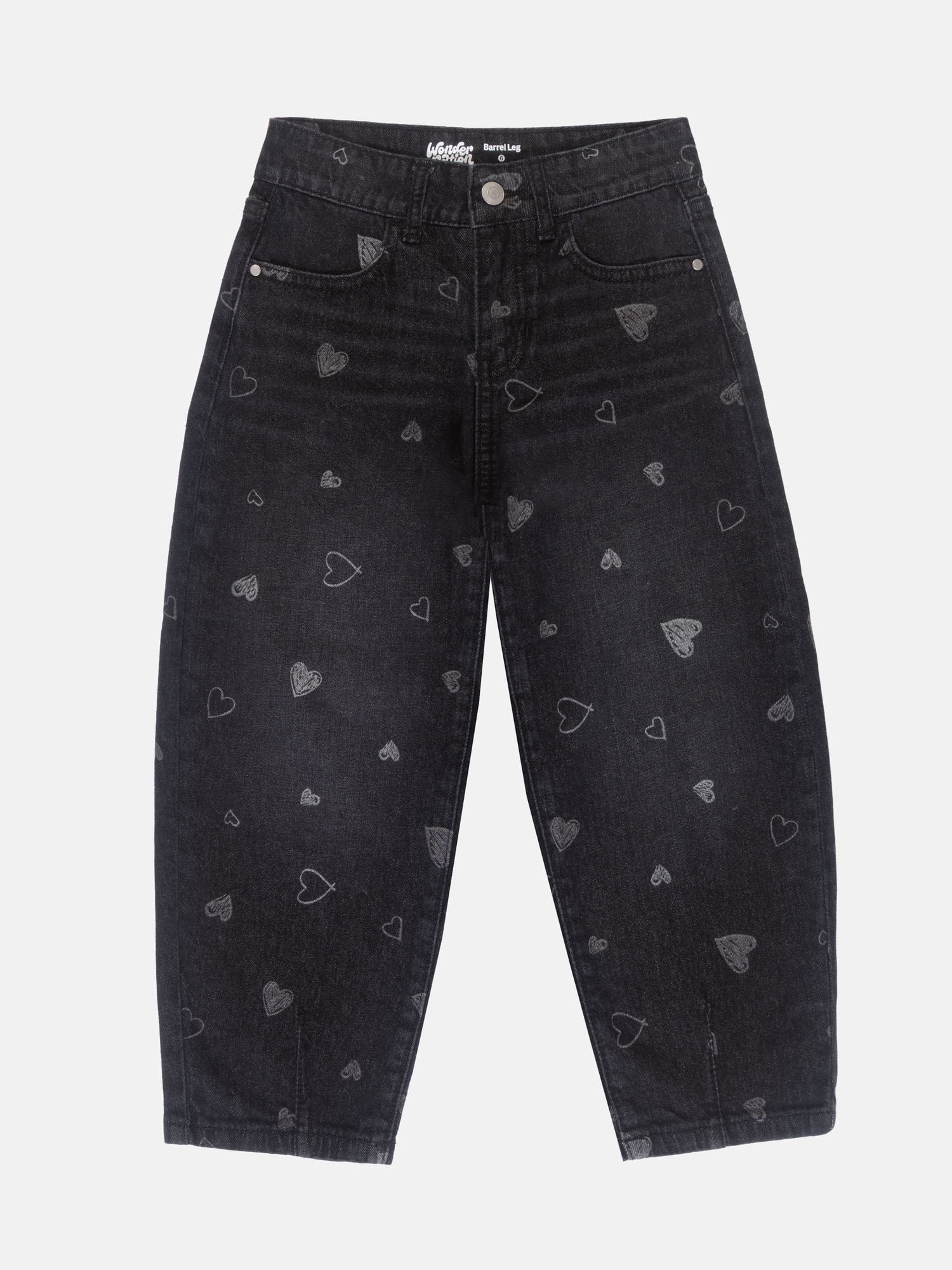Wonder Nation Girls Ankle Length Barrel Jeans, Sizes 5-18