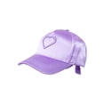 thumbnail image 1 of Wonder Nation Girls Baseball Hat, Purple Satin Heart Tie Back, 1 of 4