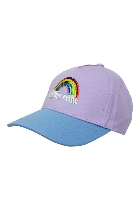 Girls Baseball Hat, Sequin Rainbow