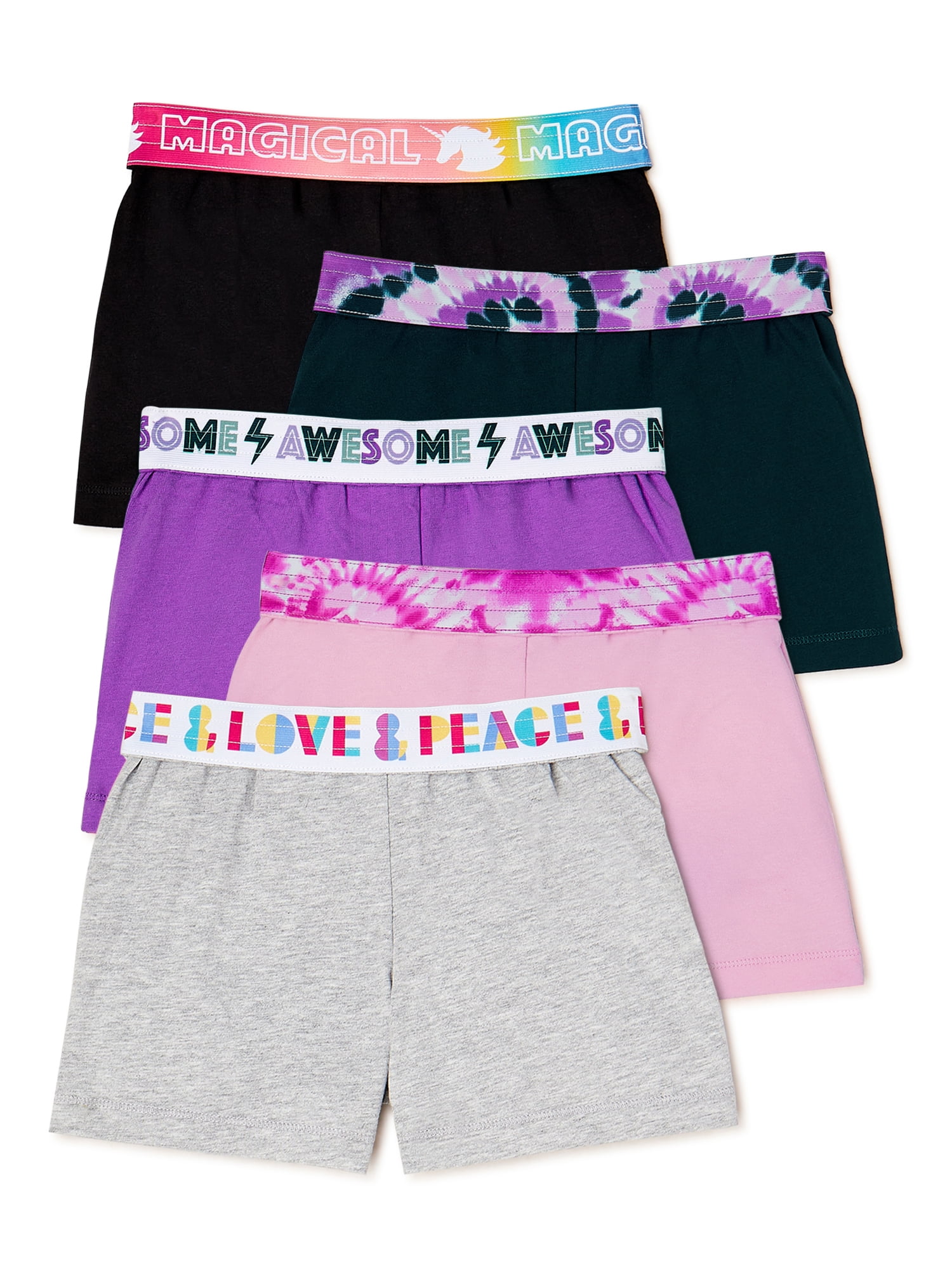 Wonder Nation Girls' Basic Play Shorts, 5-Pack, Sizes 4-18 & Plus - Walmart .com