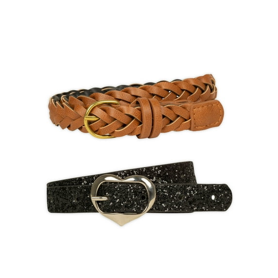 Wonder Nation Girls Belts, 2-Pack, Sizes XS-XXL