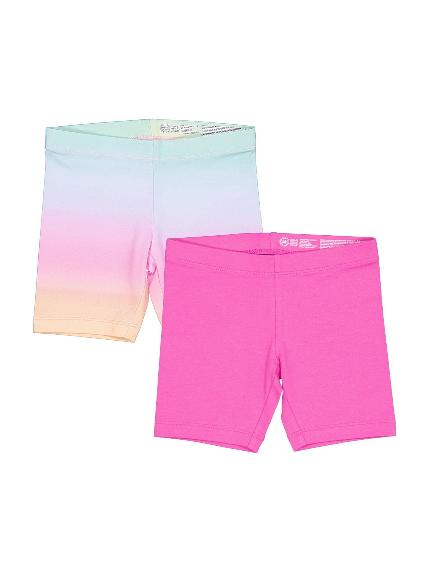 Wonder Nation Girls Bike Shorts, 2-Pack, Sizes 4-18 & Plus