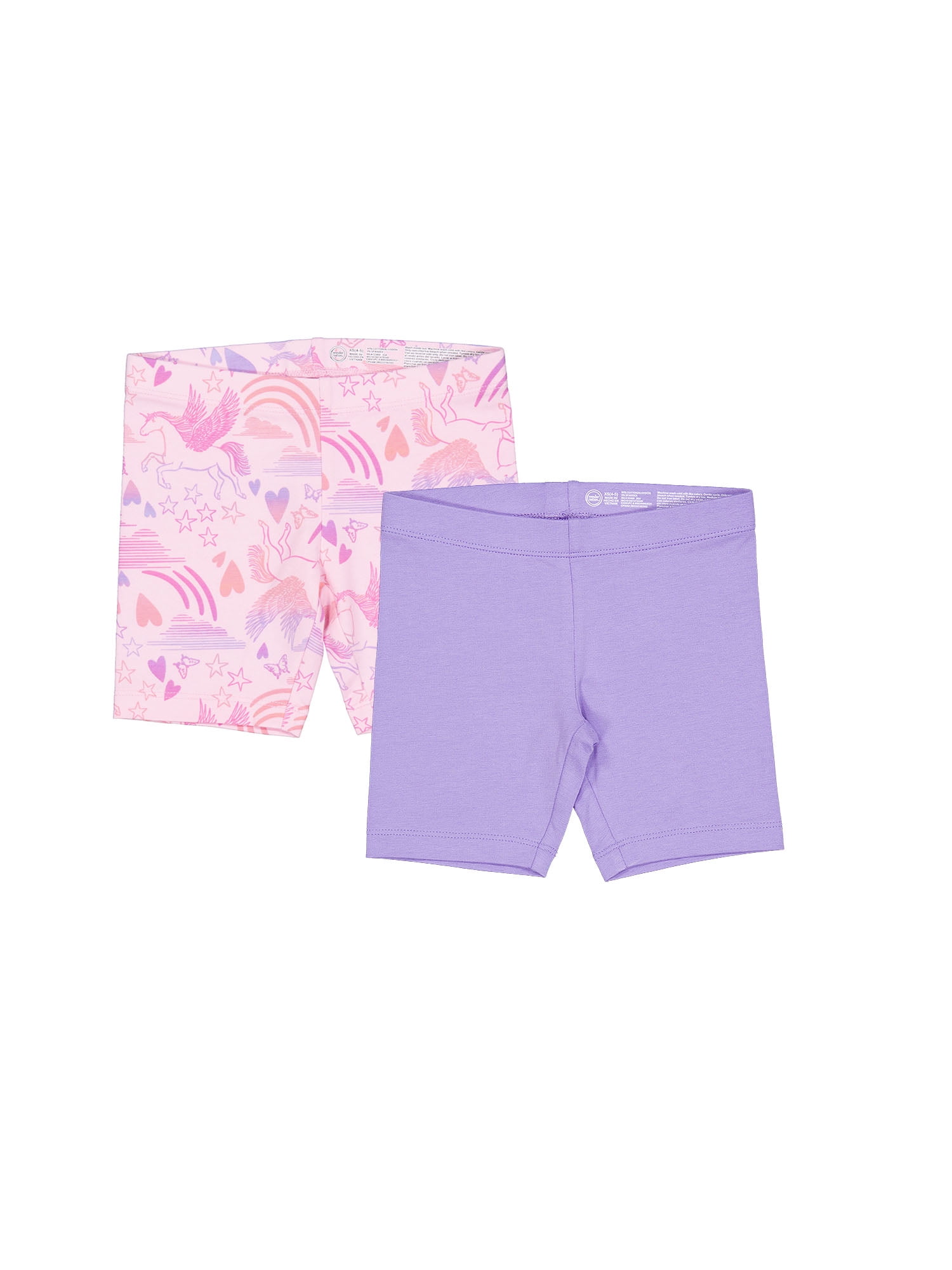 Wonder Nation Girls Bike Shorts, 2-Pack, Sizes 4-18 & Plus