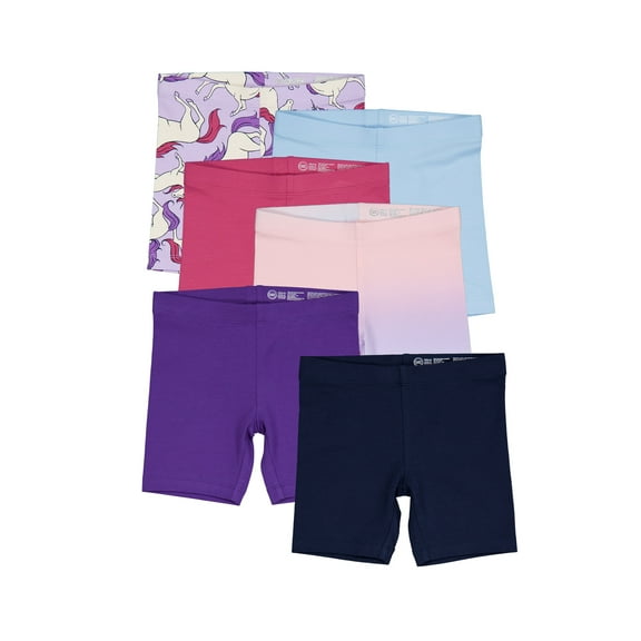 Wonder Nation Girls Bike Short, 6-Pack, Sizes 4-18 & Plus