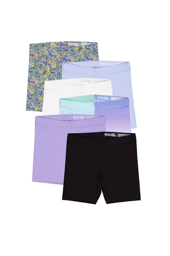 Girls Bike Shorts, 6-Pack, Sizes 4-18 & Plus