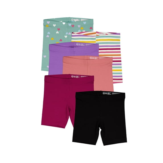 Wonder Nation Girls Bike Short, 6-Pack, Sizes 4-18 & Plus