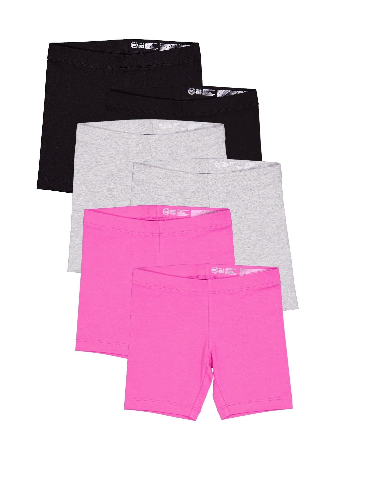 Wonder Nation Girls Bike Shorts, 6-Pack, Sizes 4-18 & Plus