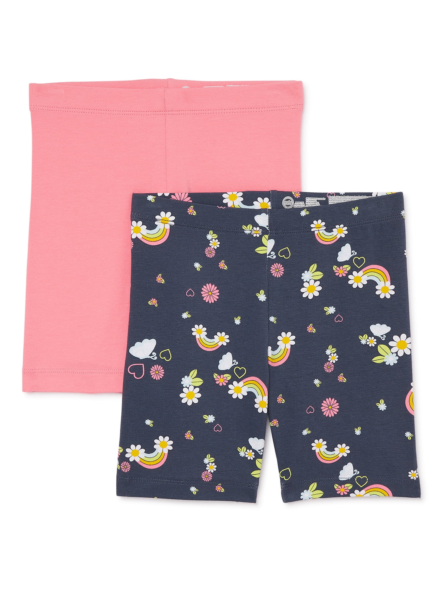 Wonder Nation Girls Bike Shorts, 2-Pack, Sizes 4-18 Plus