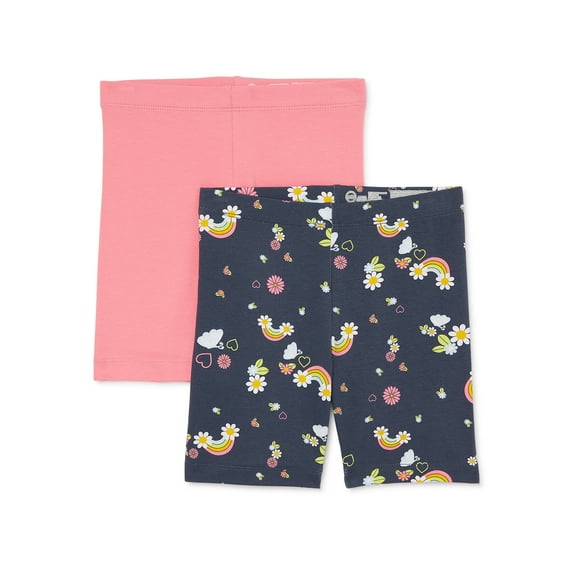 Wonder Nation Girls Bike Shorts, 2-Pack, Sizes 4-18 & Plus
