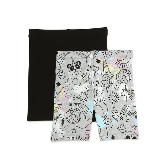 Wonder Nation Girls Bike Shorts, 2-Pack, Sizes 4-18 & Plus