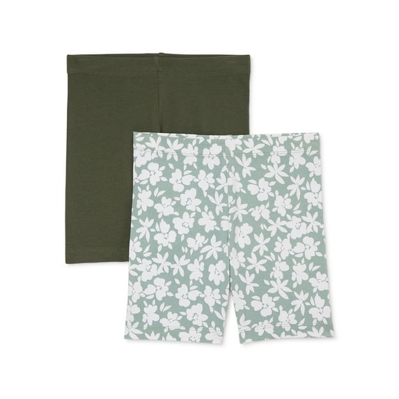 Wonder Nation Girls Bike Shorts, 2-Pack, Sizes 4-18 & Plus