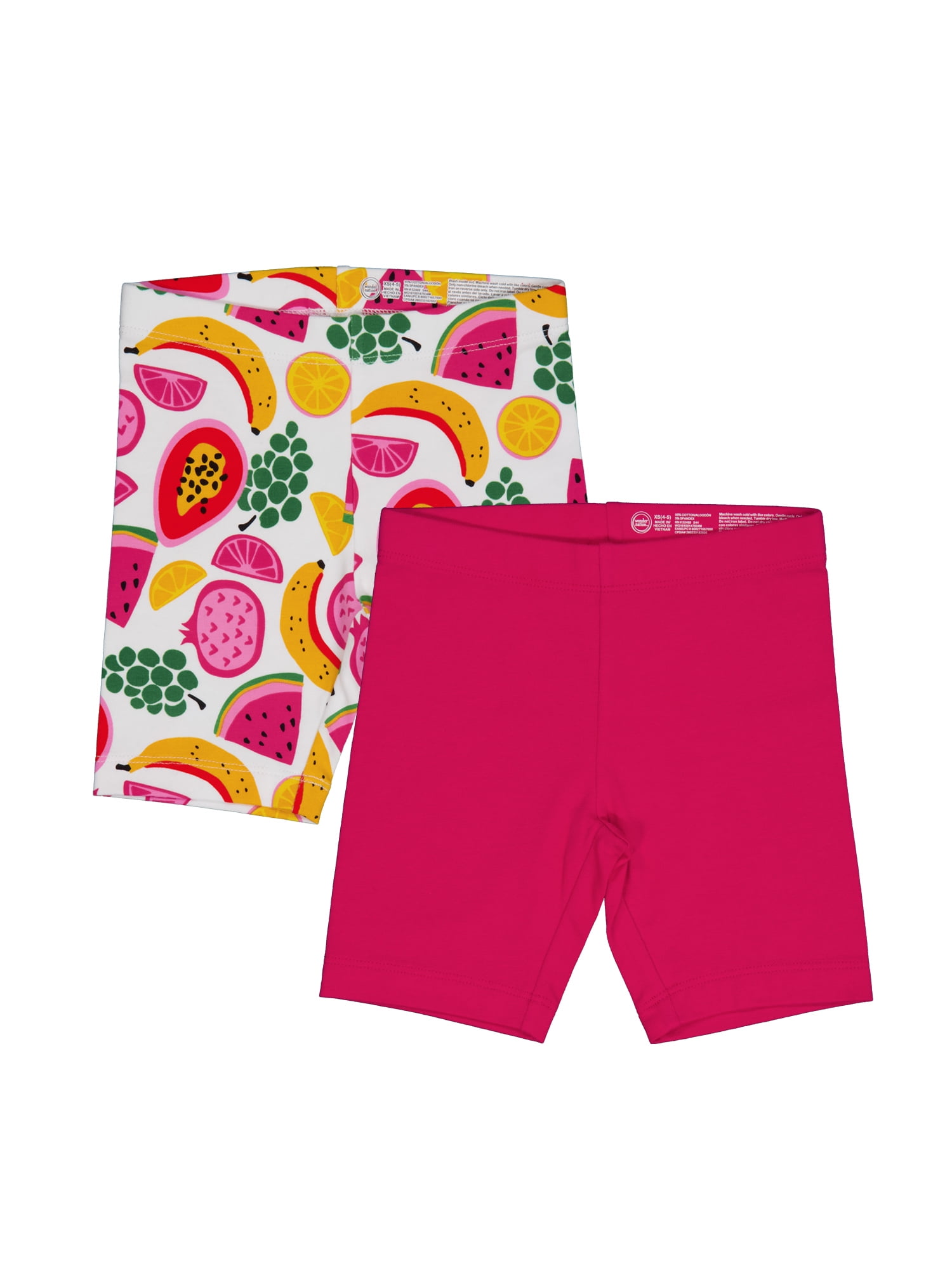 Wonder Nation Girls Bike Shorts, 2-Pack, Sizes 4-18 & Plus
