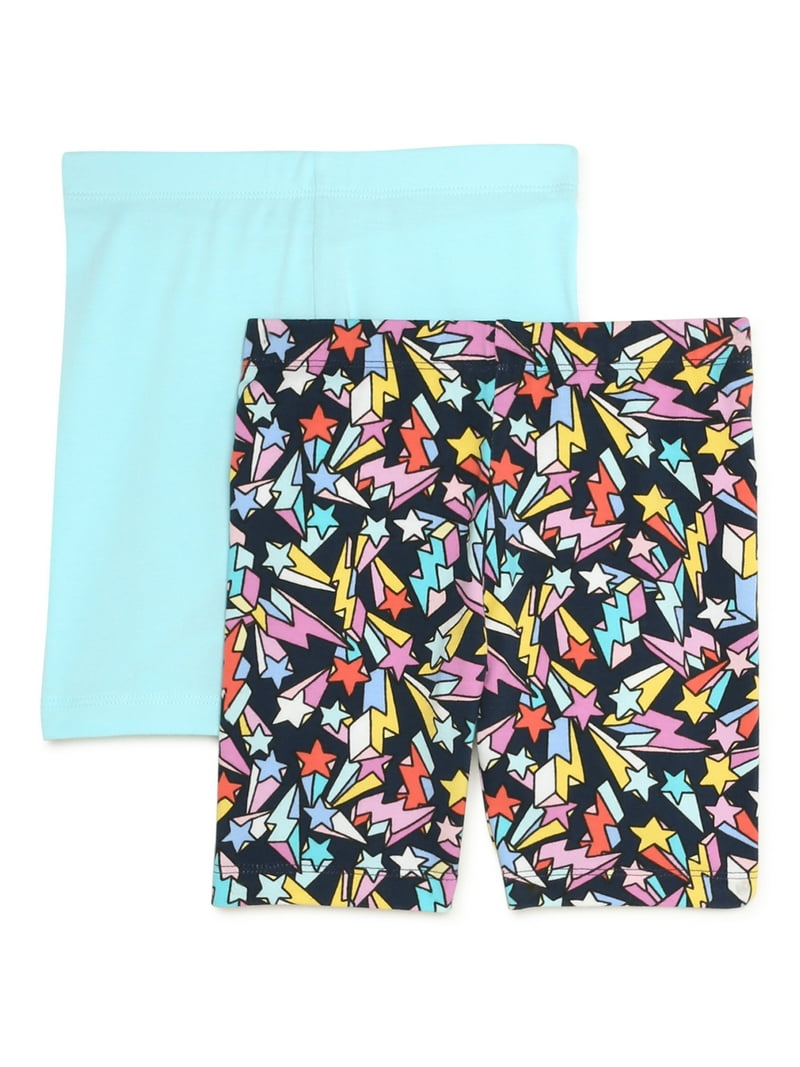 Wonder Nation Girls Bike Shorts, 2-Pack, Sizes 4-18 & Plus