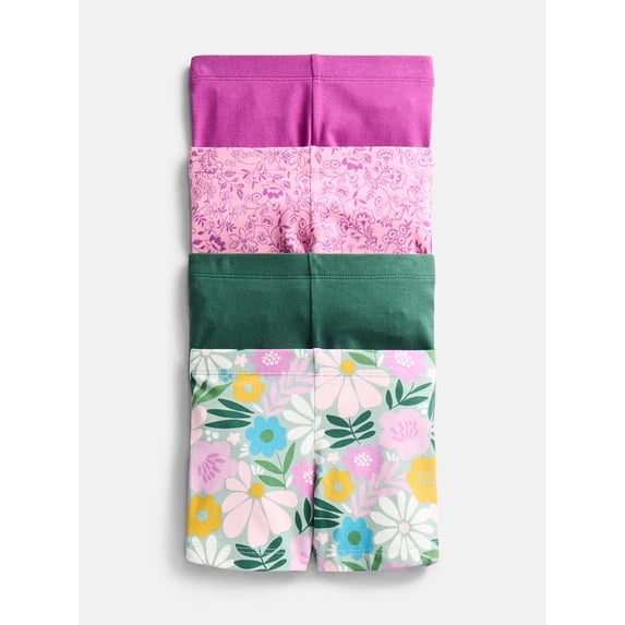 Wonder Nation Girls Bike Shorts, 4-Pack, Sizes 4-18 & Plus