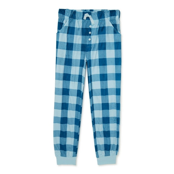 Wonder Nation Girls Blue Check Sleep Pants, Sizes 4-18 & Plus