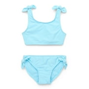 Wonder Nation Girls Bow Bikini Swimsuit Set with UPF50+, 2-Piece