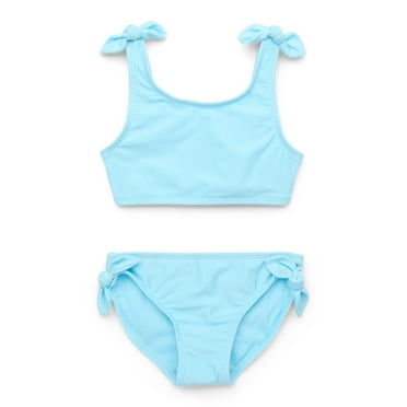 Wonder Nation Girls Bow Bikini Swimsuit Set with UPF50+, 2-Piece