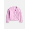 thumbnail image 1 of Wonder Nation Toddler Girls' Bow Front Cardigan Sweater with Long Sleeves, Sizes 12M- 5T, 1 of 3