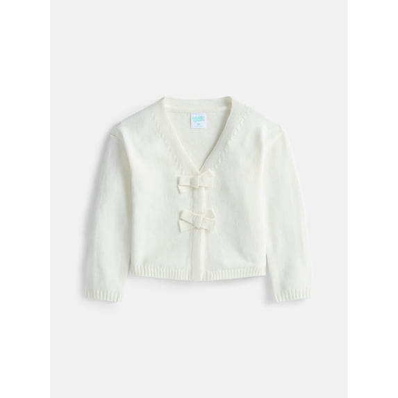 Wonder Nation Toddler Girls' Bow Front Cardigan Sweater with Long Sleeves, Sizes 12M- 5T