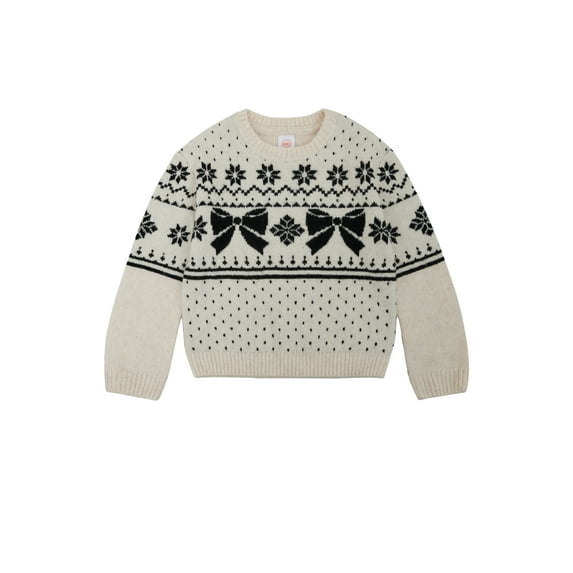 Wonder Nation Girls Holiday Fair Isle Sweater, Sizes 4-18 & Plus