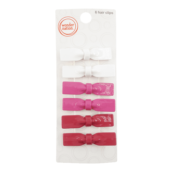 Wonder Nation Girls Bow Salon Clips, 6-Piece, Multi