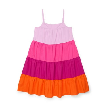 Wonder Nation Girls Tiered Colorblock Dress, Sizes 4-18 & Plus