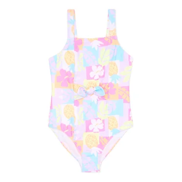 Wonder Nation Girls’ Bow Front One Piece Swimsuit with UPF 50, Sizes 4-18