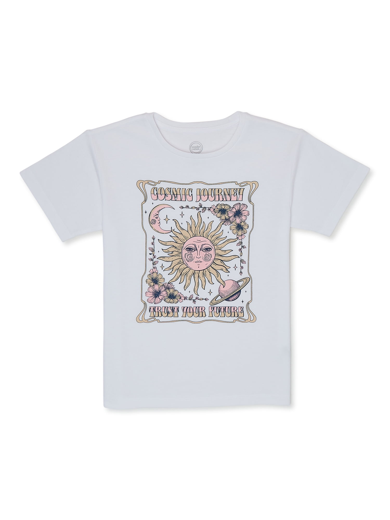 Wonder Nation Girls Boyfriend, Short Sleeve, Graphic T-Shirt, Sizes 4-18