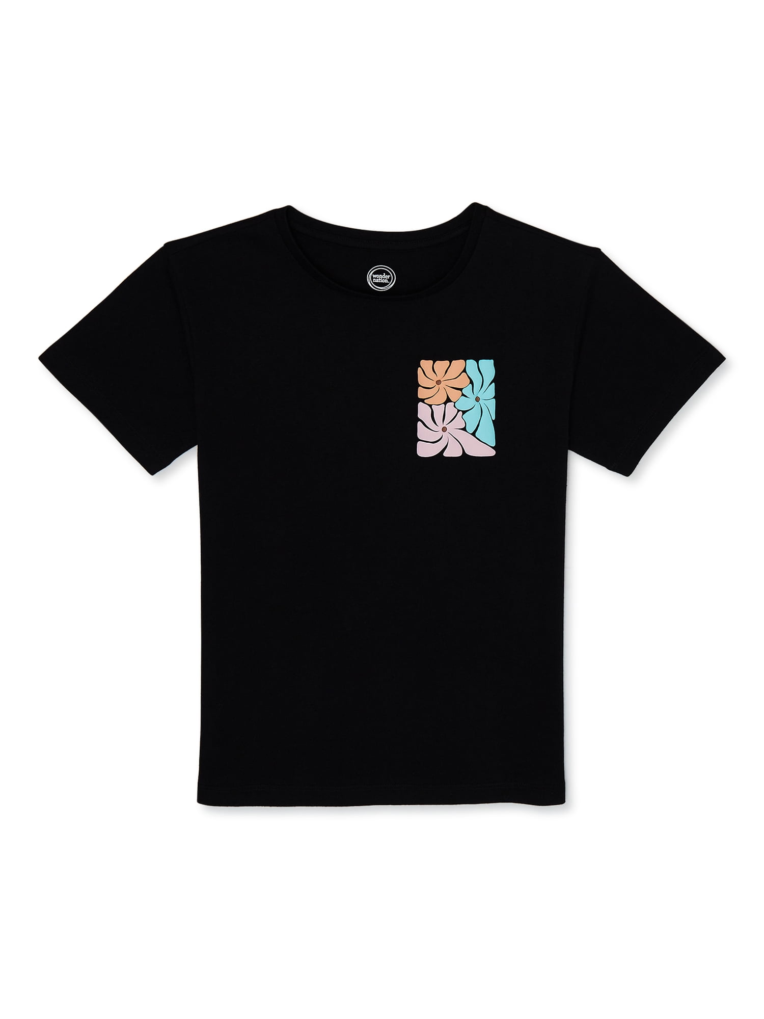 Wonder Nation Girls Good Karm Short Sleeve Graphic T-Shirt, Sizes 4-18