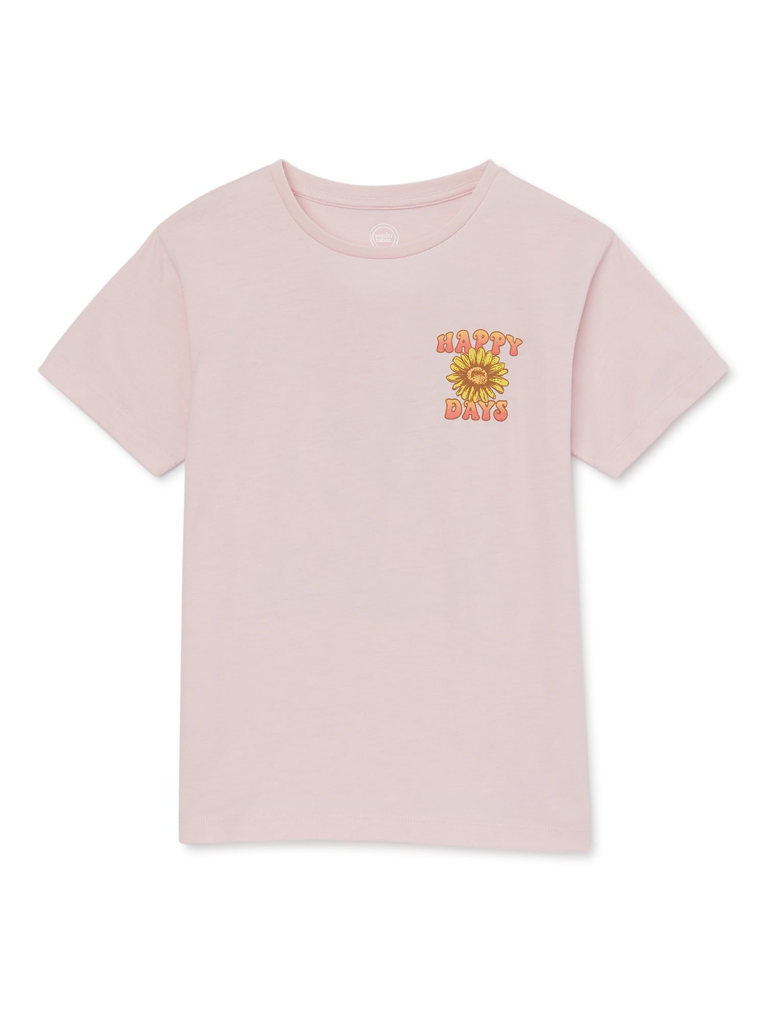 Wonder Nation Girls Boyfriend, Short Sleeve, Graphic T-Shirt, Sizes 4-18
