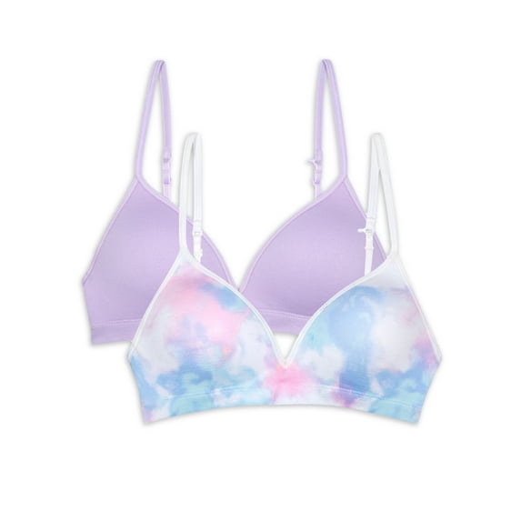 Wonder Nation Girls Bra, 2 Pack T-Shirt Seamless Molded Cup (Little Girls & Big Girls)