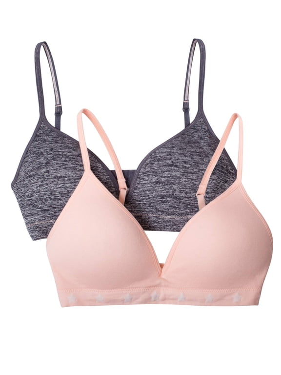 Girls Bra, 2 Pack T-Shirt Seamless Molded Cup (Little Girls & Big Girls)