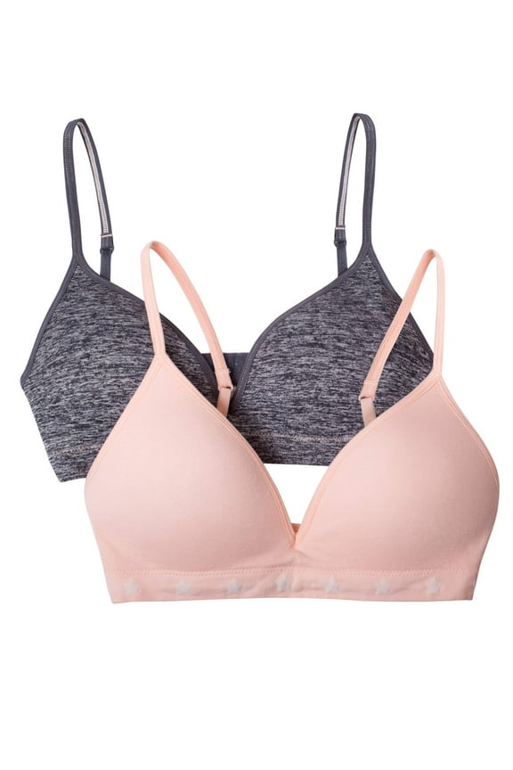 Girls Bra, 2 Pack T-Shirt Seamless Molded Cup (Little Girls & Big Girls)