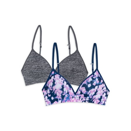 Wonder Nation Girls Bra, 2 Pack T-Shirt Seamless Molded Cup (Little Girls & Big Girls)