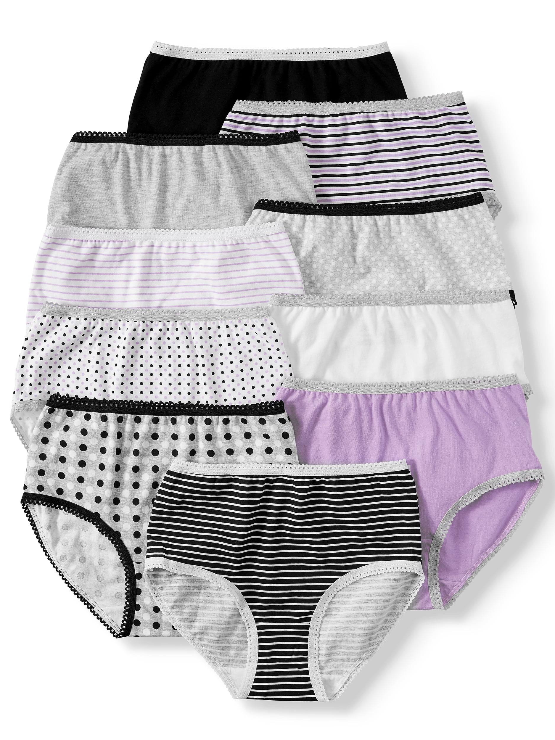 Wonder Nation Girls Brief Underwear 10-Pack, Sizes 4-16