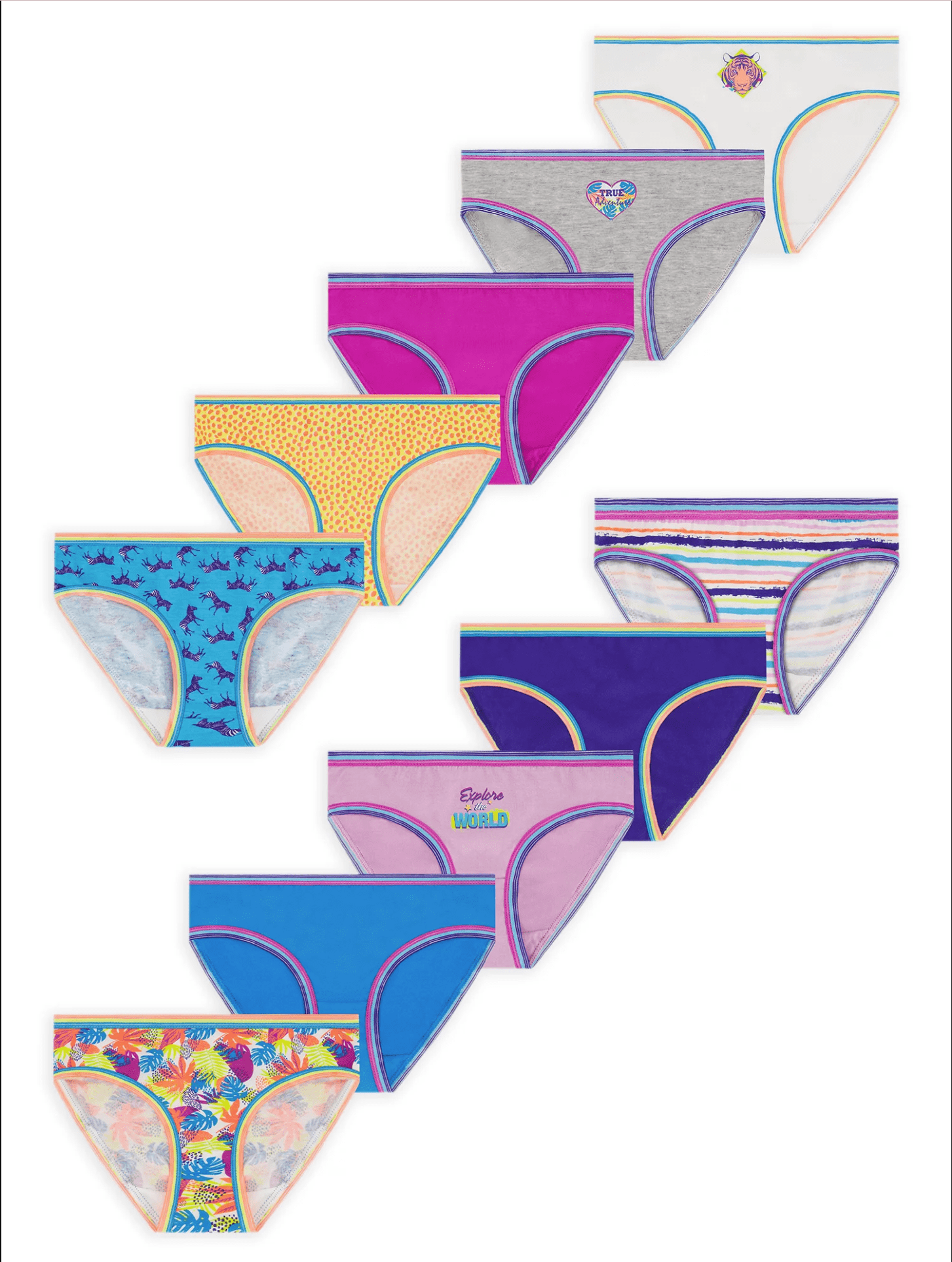 Wonder Nation Girls Size 12 Brief Underwear 5 Pack multicolor