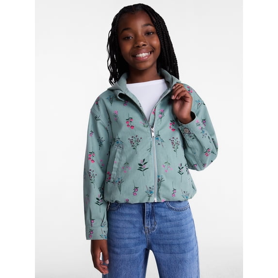 Wonder Nation Girls Floral Print Bubble Jacket, Sizes 4-18 & Plus