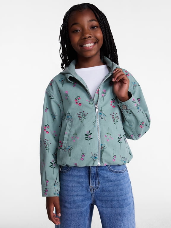 Girls Floral Print Bubble Jacket, Sizes 4-18 & Plus