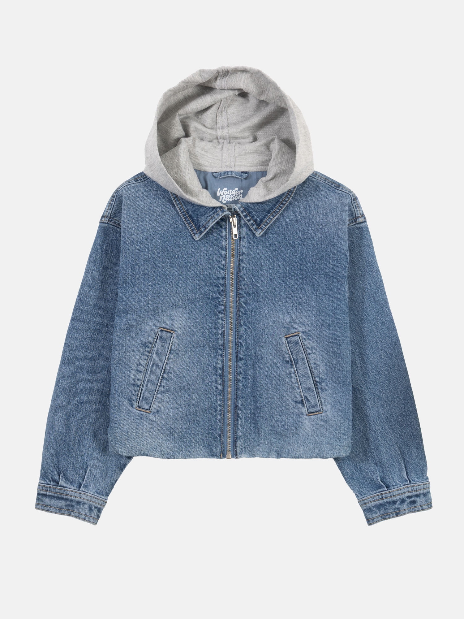 Wonder Nation Girls Denim Bubble Jacket, Sizes 4-18 & Plus