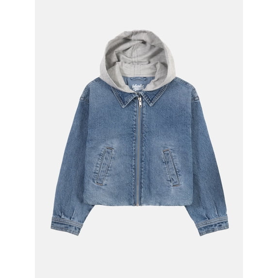 Wonder Nation Girls Denim Bubble Jacket, Sizes 4-18 & Plus