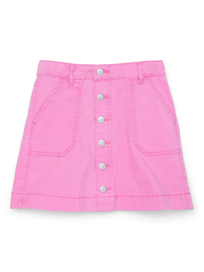 Wonder Nation Girls Button Front Denim Skirt, Sizes 4-18