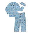 thumbnail image 1 of Wonder Nation Girls Button Front Long Sleeve Top & Pant Pajama Set with an Eyemask, 3-Piece, Sizes 4-18 & Plus, 1 of 4