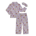thumbnail image 1 of Wonder Nation Girls Button Front Long Sleeve Top & Pant Pajama Set with an Eyemask, 3-Piece, Sizes 4-18 & Plus, 1 of 4